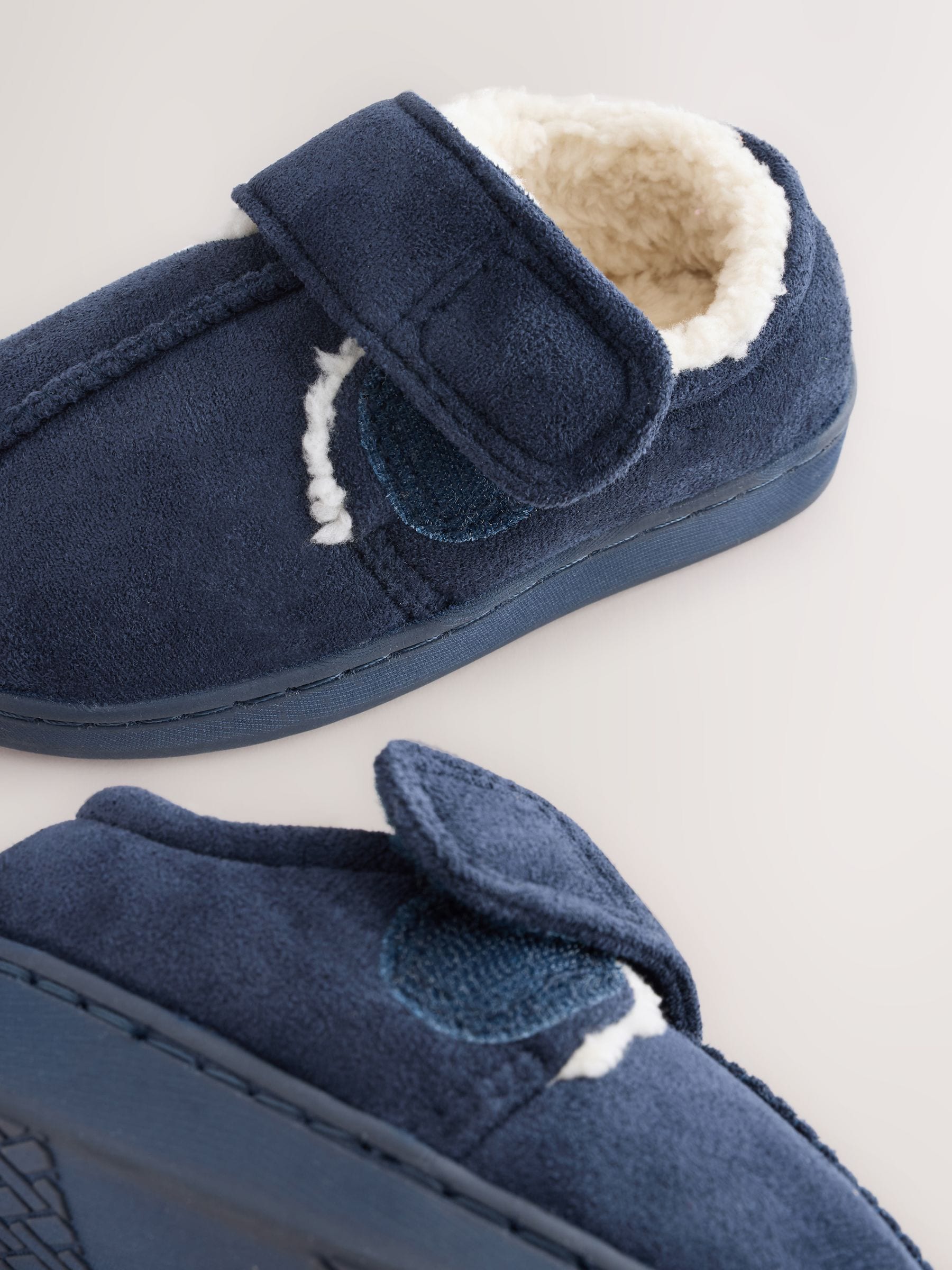 Marineblauw - Warm gevoerde pantoffels met kuipzool
