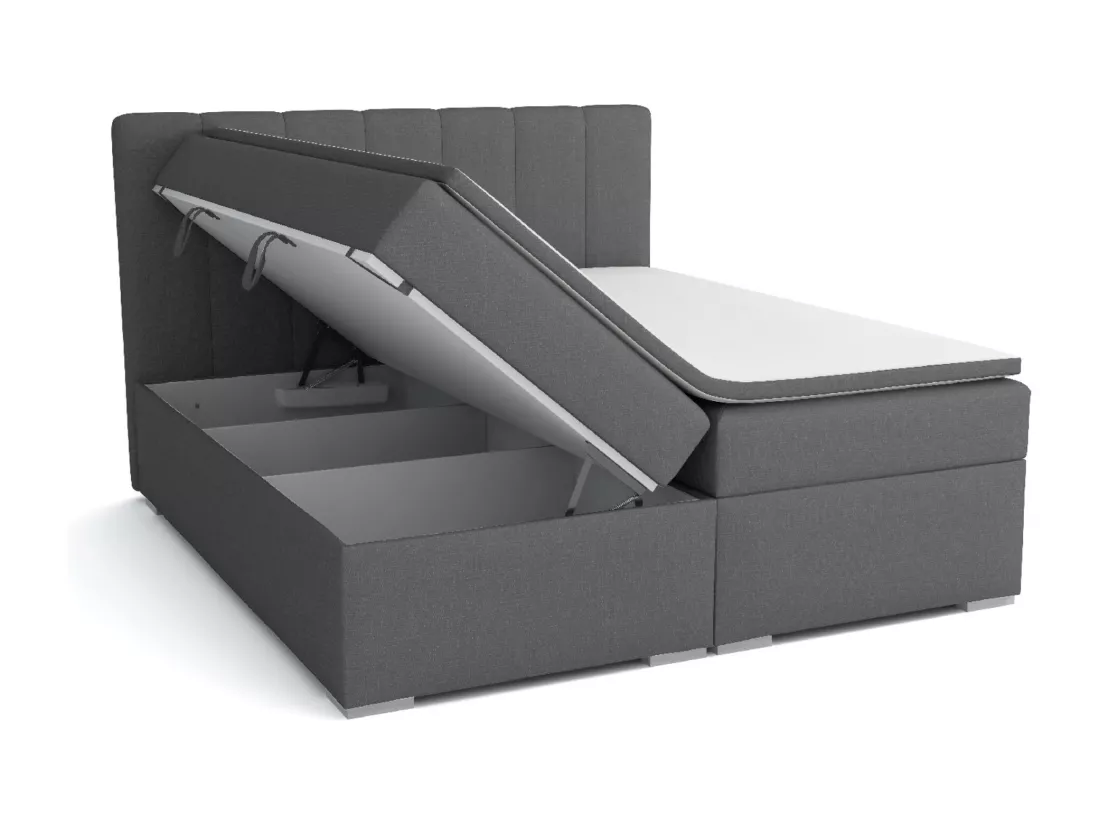 LIT BOXSPRING avec surmatelas Monaco 200x200 cm, gris foncé (Inari 94)
