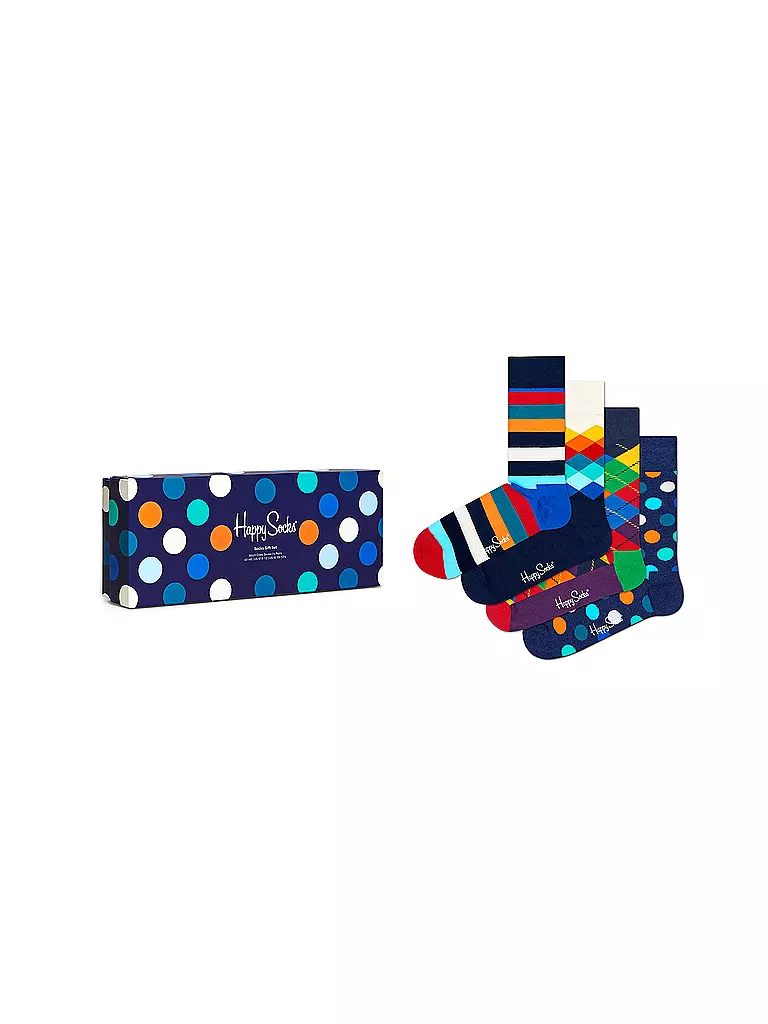 HAPPY SOCKS Herren Geschenkset Socken MULTI COLOR 4er Pkg 41-46 navy dunkelblau