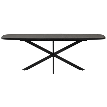 WOOOD eettafel Arros zwart MDF hout 180/220 x 90 cm uitschuifbaar