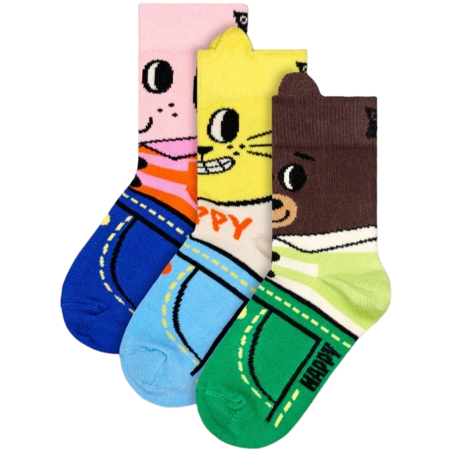 Happy Socks Socken Kids 3-Pack Animal Gift Set multi_coloured