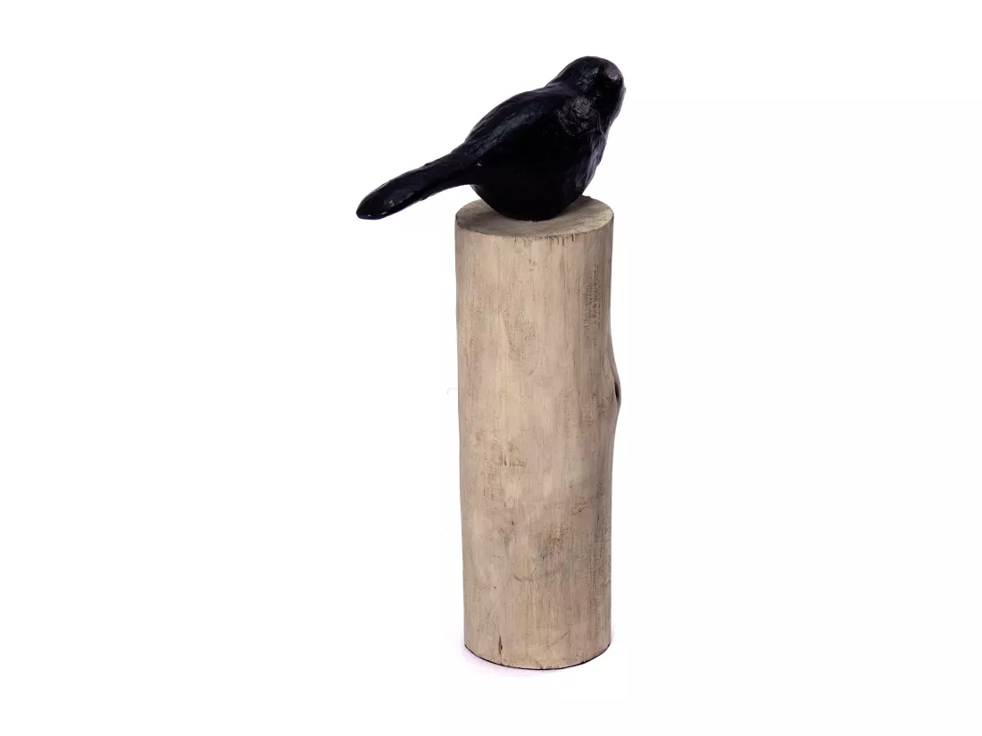 SCULPTURE VOGEL Birdy I Socle en bois de mangue noir-nature