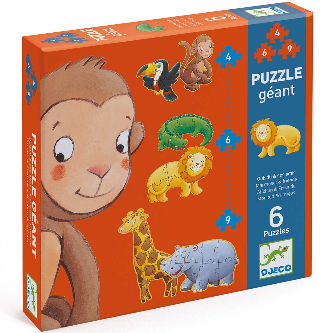 Djeco puzzels safaridieren (4, 6 en 9st) DJ07114