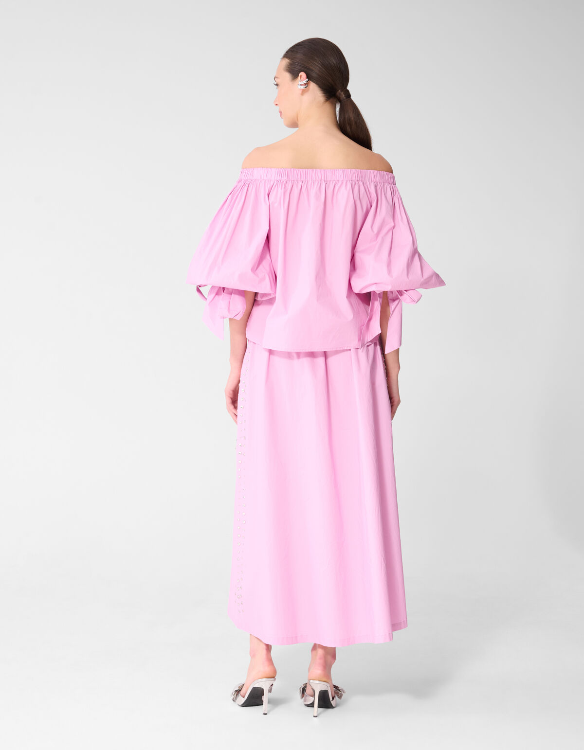 Poplin Studs Maxi Rok Roze