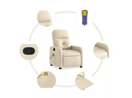 Fauteuil massant inclinable Crème Tissu