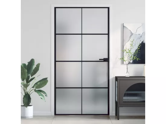 Porte intérieure mince noir verre trempé aluminium
