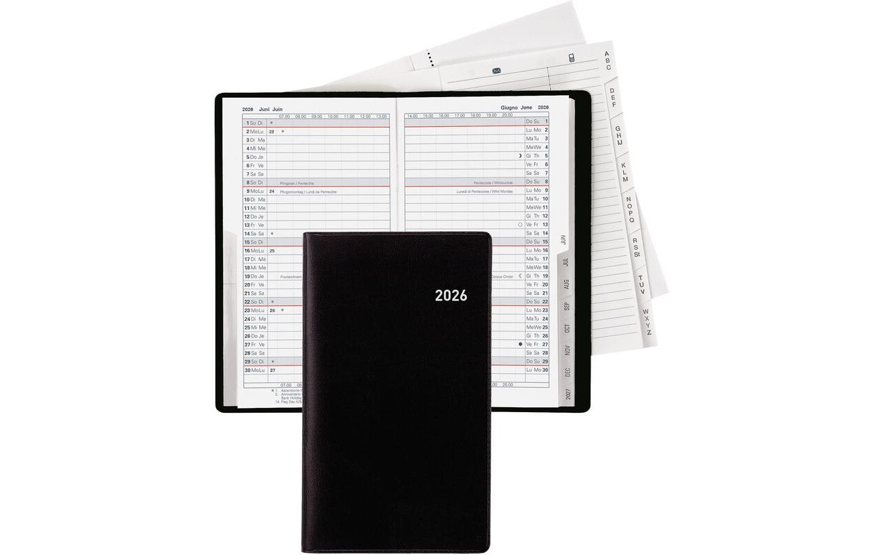 Taschenagenda Planer Luzern Schwarz, 8.7 x 15.3 cmWochenplaner 2026