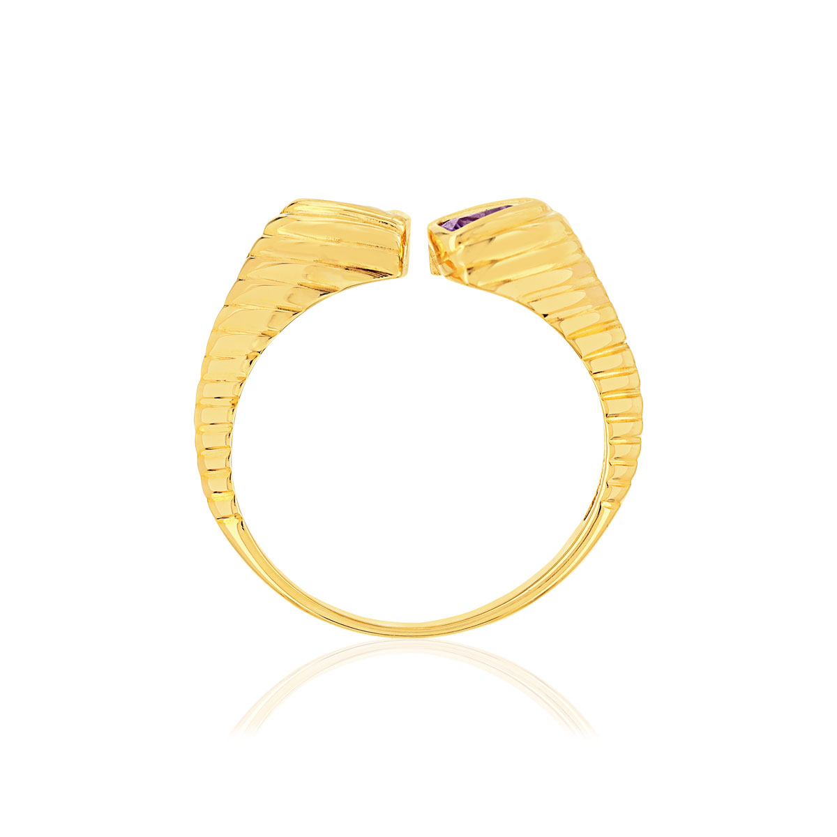 Bague or jaune 375 améthystes taille troidia