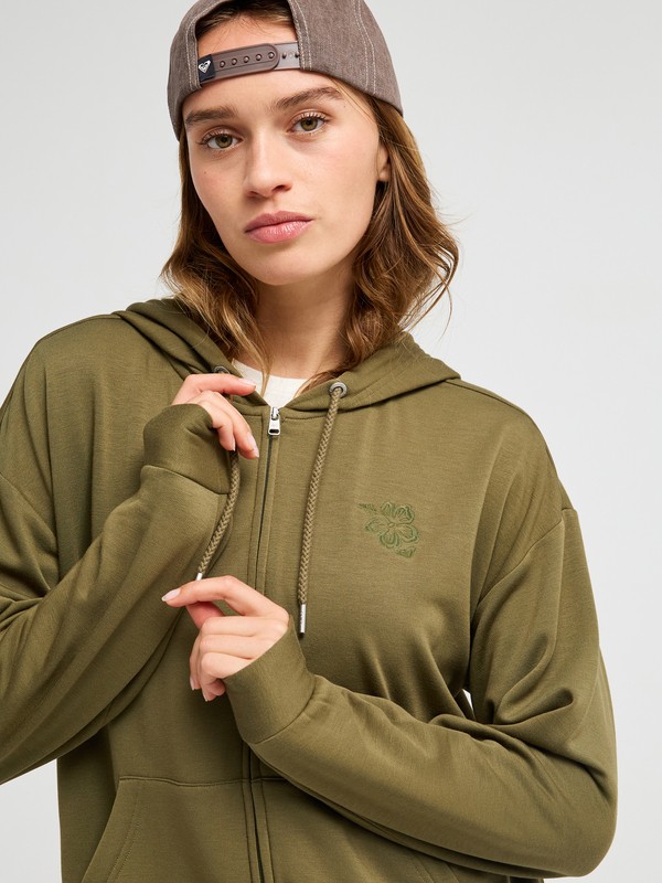 Surfing By Daylight Sweat à capuche zippé Vert Femme