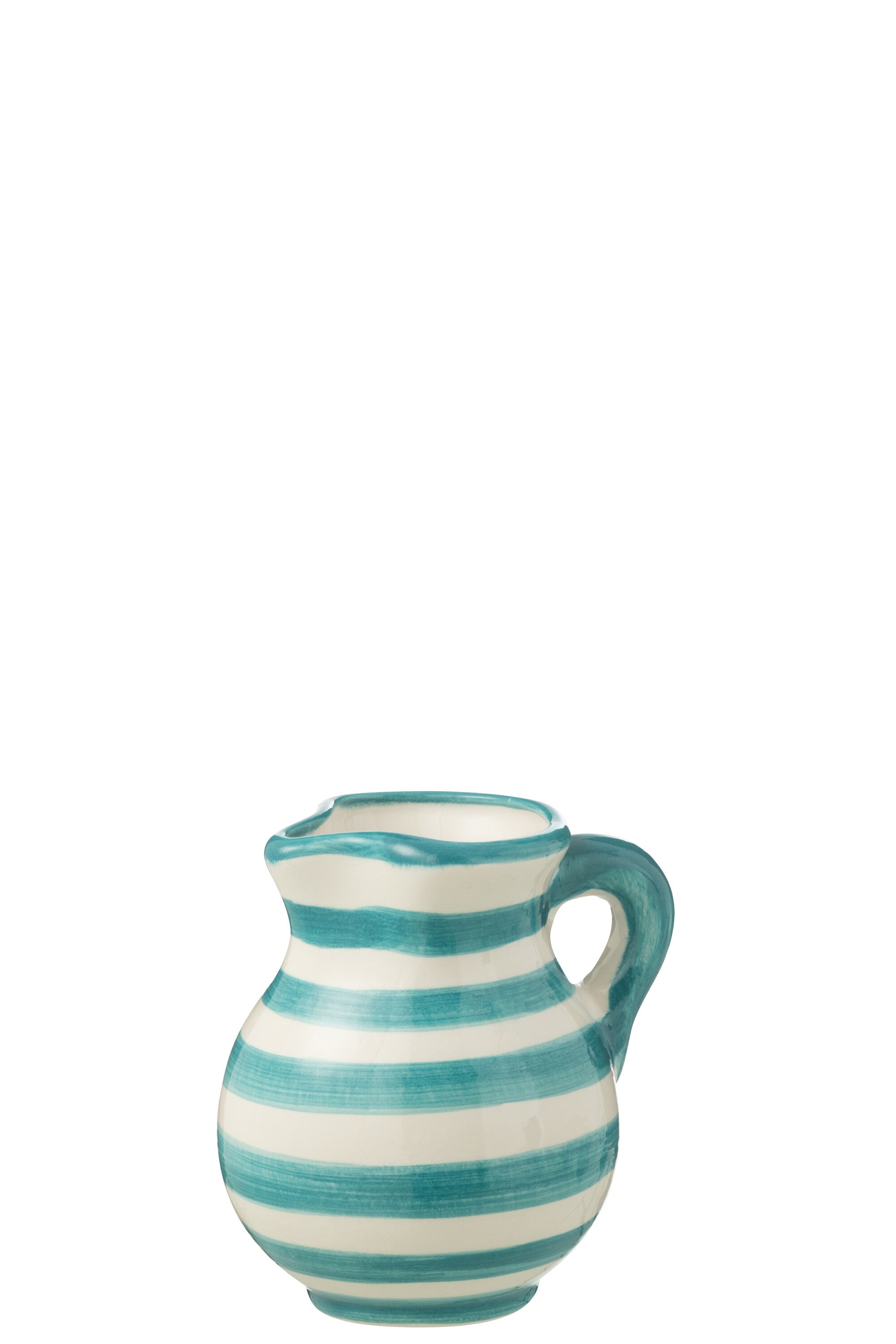 J-Line kruik Granada Stripes - keramiek - wit|aqua - small