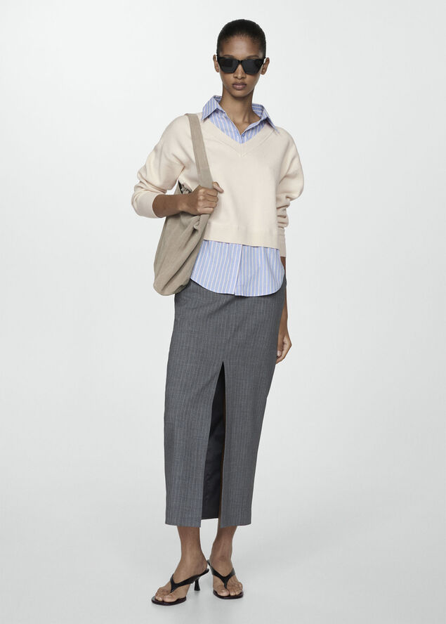 MANGO Combined shirt sweater Light beige