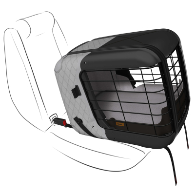 4pets Transportbox Auto Caree Cool Grey