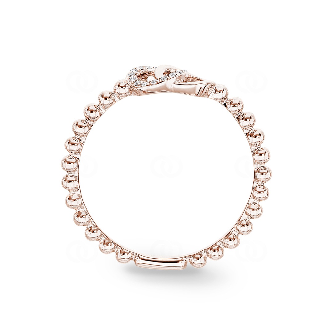 Kugelring 750/18 K Roségold mit Diamanten 0.04 ct H/si