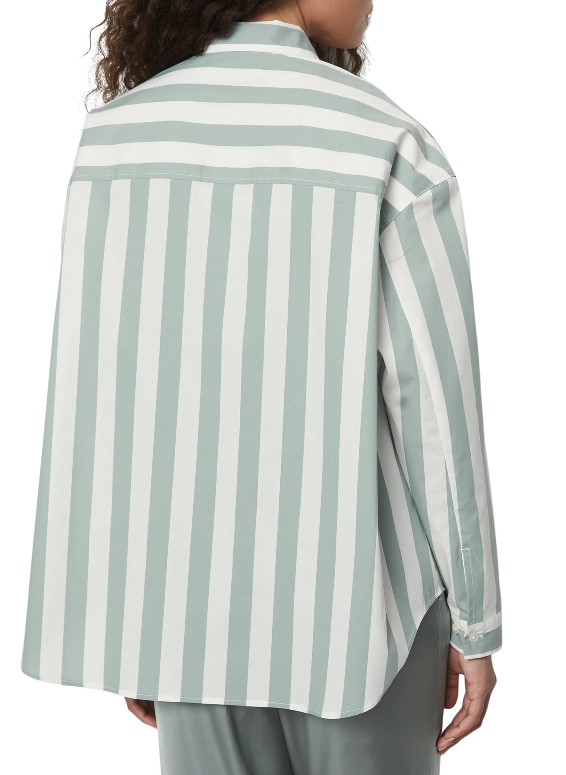 Chemise ample col classique en coton bio mélangé rayé | Multicolore