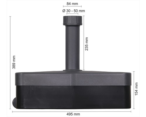 Paraplubak van kunststof, 40 kg, antraciet