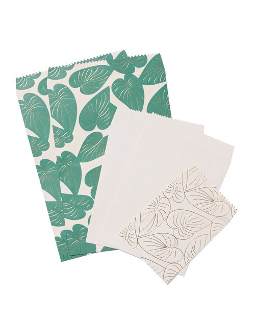 6 sacs cadeaux en papier 16x12/22x17/31x21 botanique