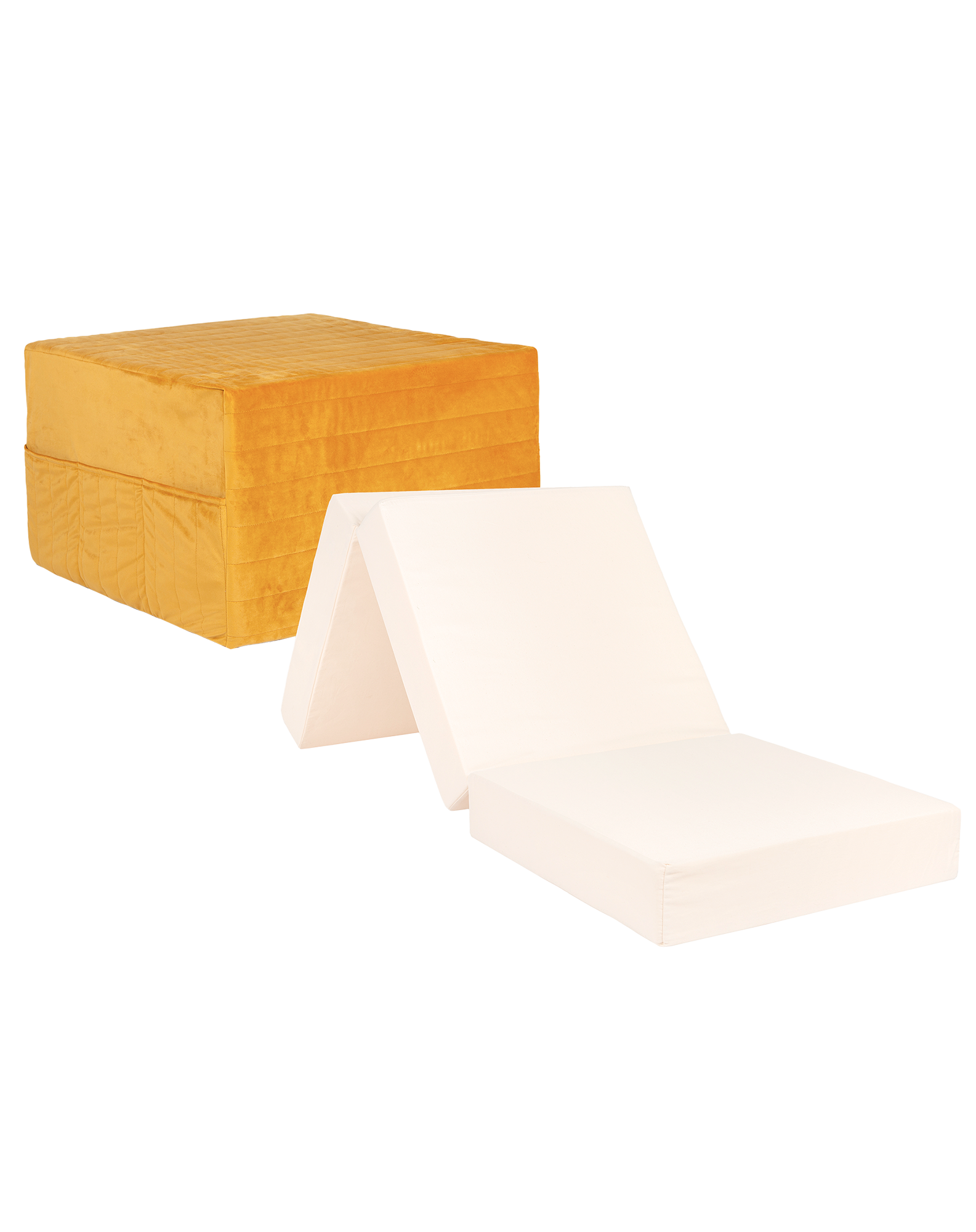 Lit d'appoint pliable eco-velours | Jaune