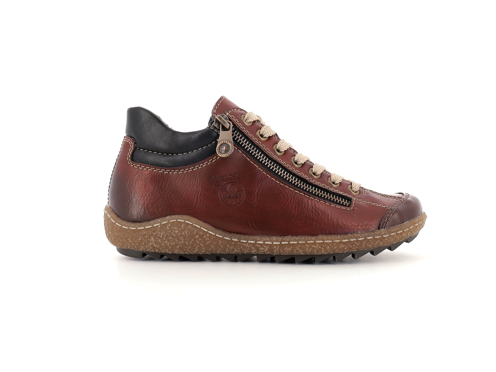 Rieker-L7516 Cuir Bordeaux Noir