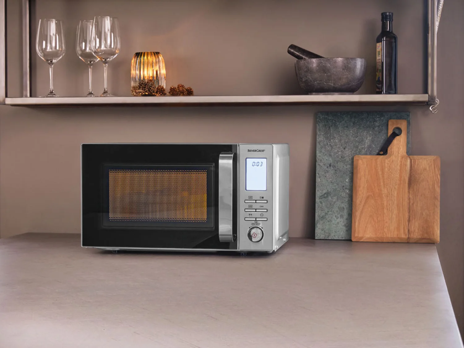UTENSÍLIOS DE COZINHA SILVERCREST® Micro-ondas digital »SMW 800 F2«, prata