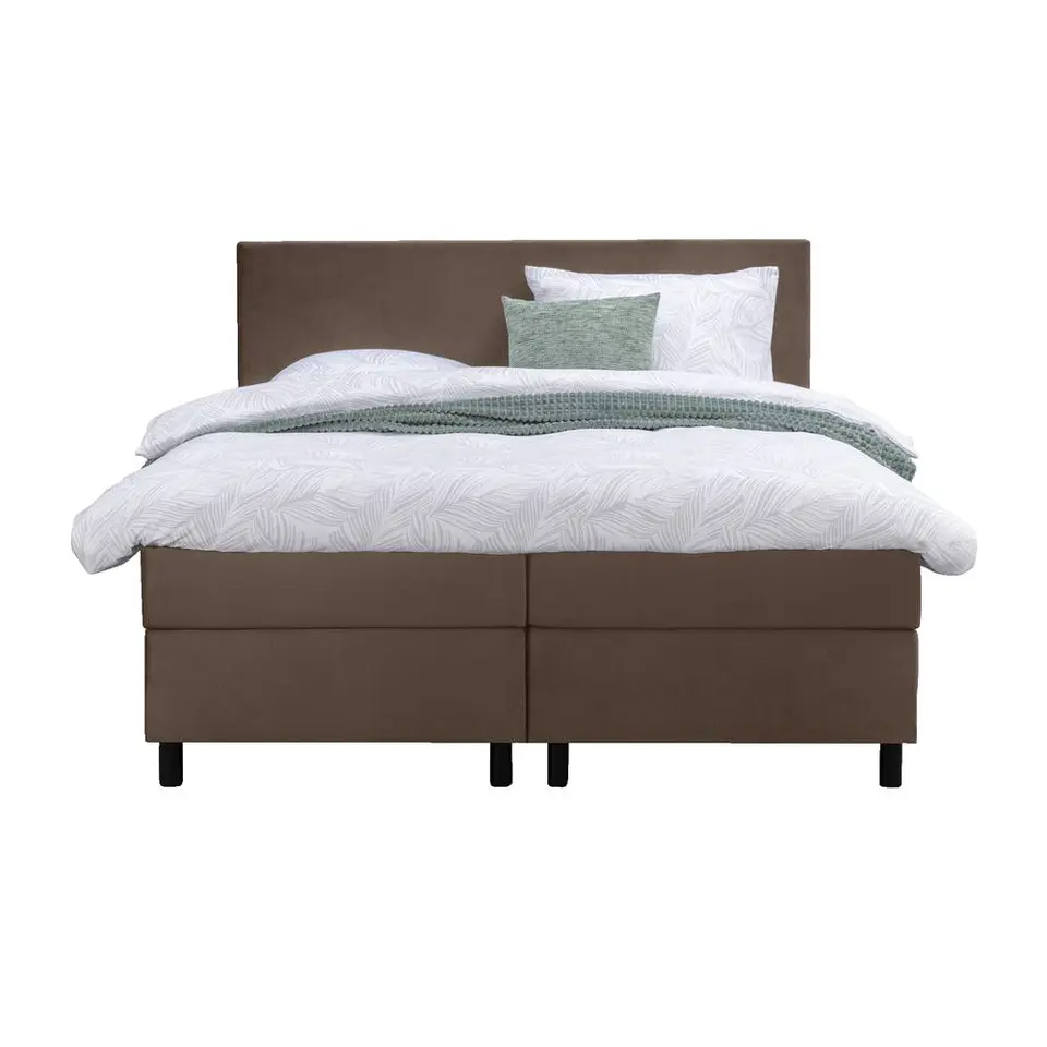 Boxspring Liv egaal - bruin - 180x200 cm - ronde poot