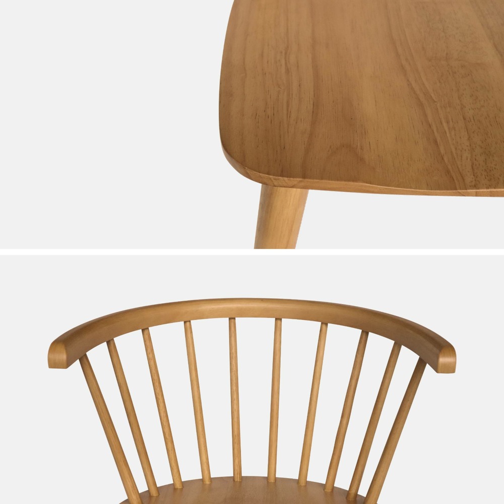 Lot de 2 chaises naturelles à barreaux en bois et contreplaqué. Paula. L 51 x p 53 x h 75cm