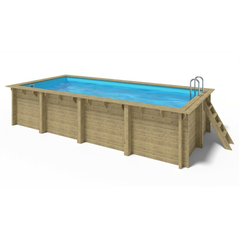 Piscine de jardin en bois - 6,20x3 x h.1,31 m - rectangulaire - coffre de filtration compris