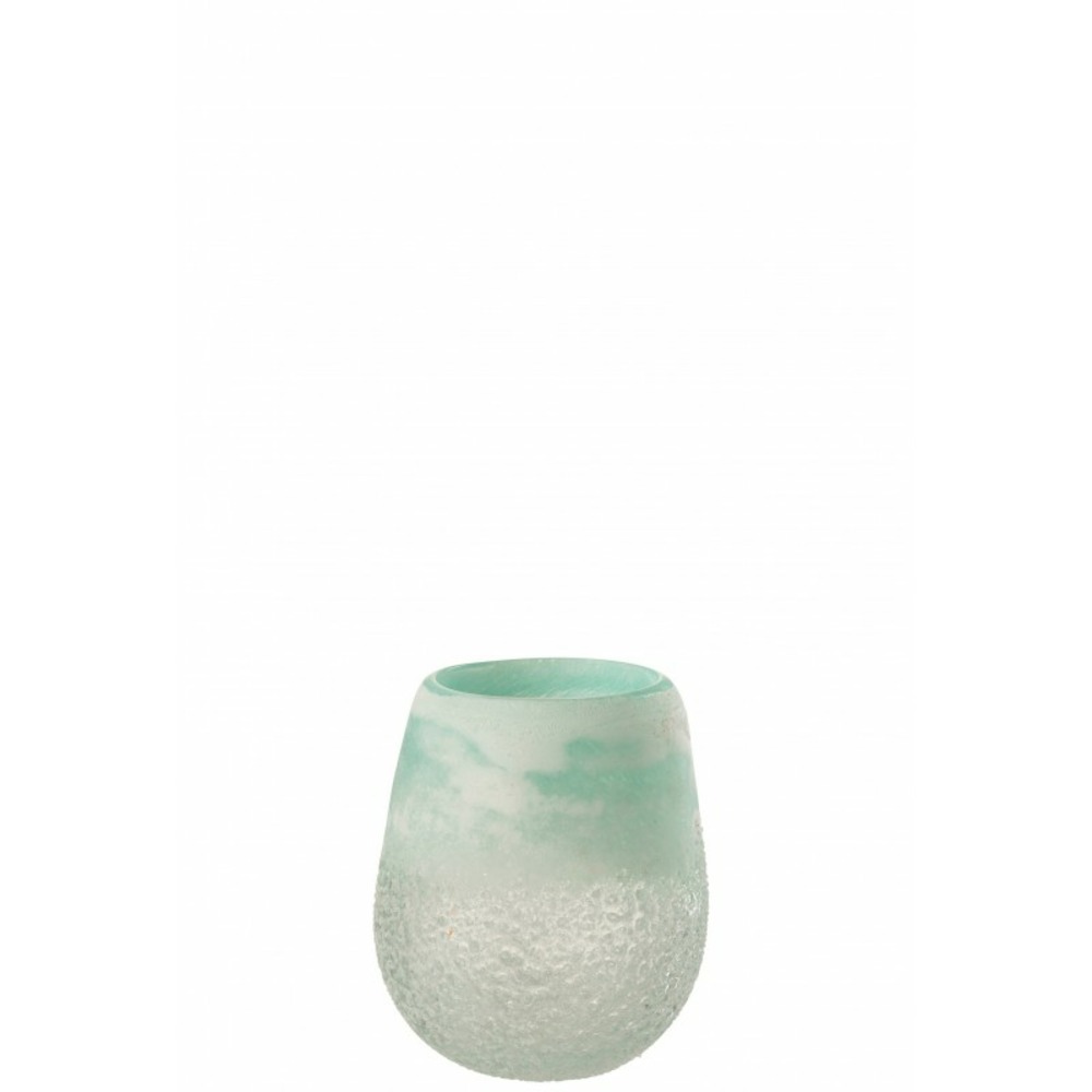 Photophore en verre azur 12.5x12.5x15 cm