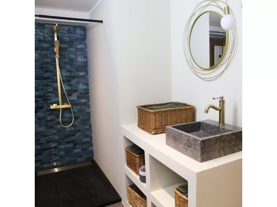 Leeds mitigeur lavabo rétro bas or brossé - Essebagno