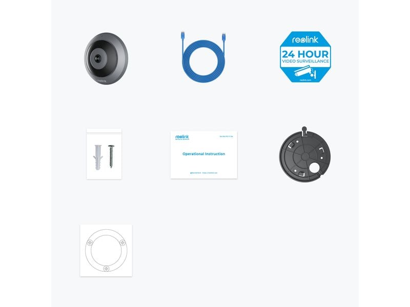 Reolink Netzwerkkamera Fisheye P520 PoE 6MP 360° Panorama Indoor Fisheye-Kamera mit Einbau-Sirene und Zwei-Wege-Audio