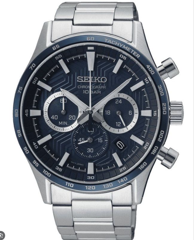 Seiko - SSB445P1 - Chronograaf - Zwart/Wit - Staal