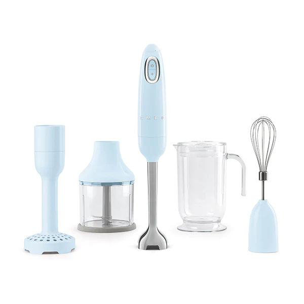 Mixeur plongeant avec accessoires 700 W HBF22PBEU bleu azur Smeg