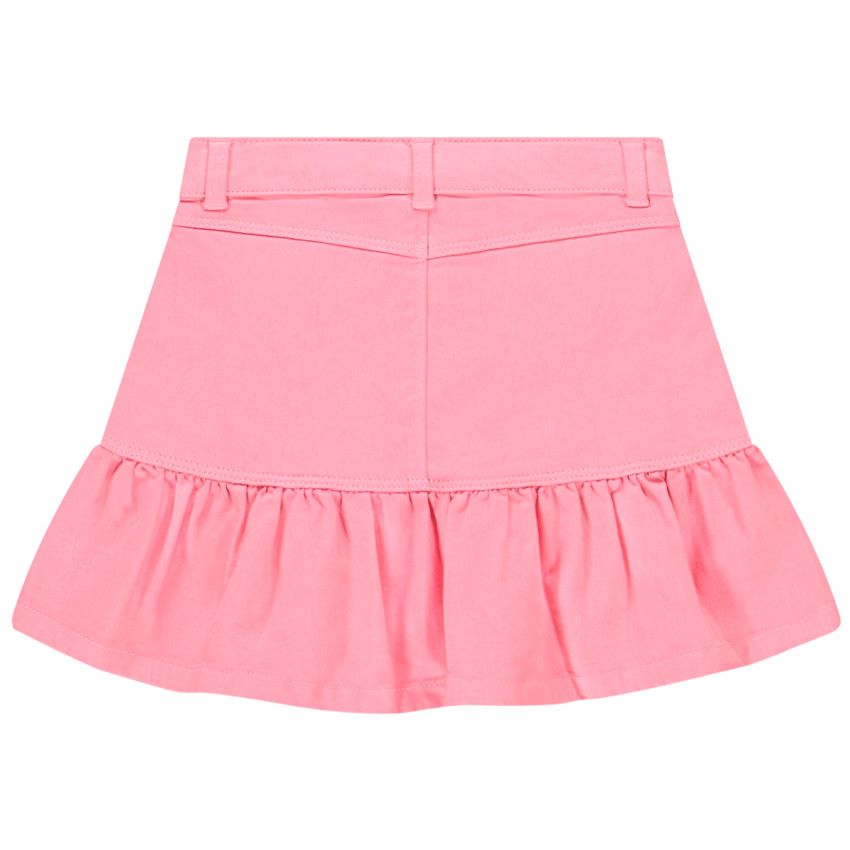 Jupe courte en jean effet délavé et finition volantée pour fille - Multicolore