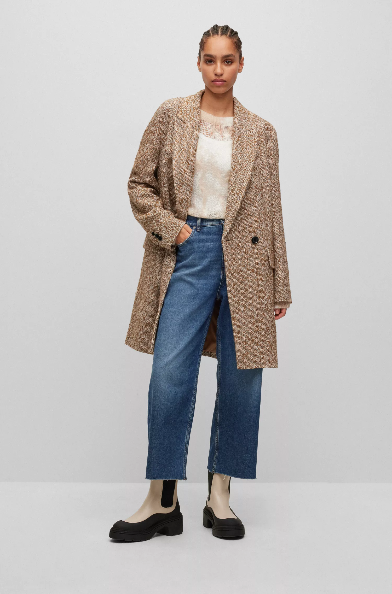 Colete BOSS laranja de algodão stretch com modelagem slim e estrutura canelada.