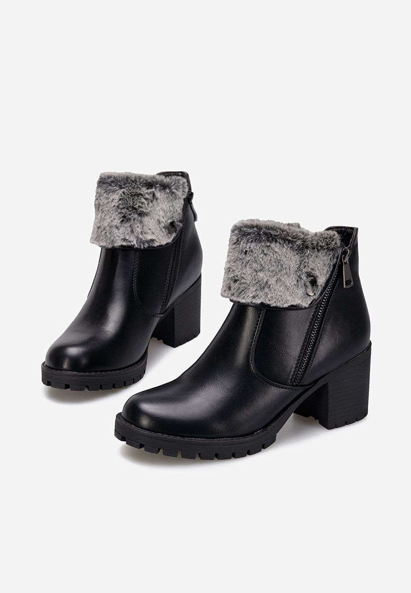 Bottines à gros talon noires Valla