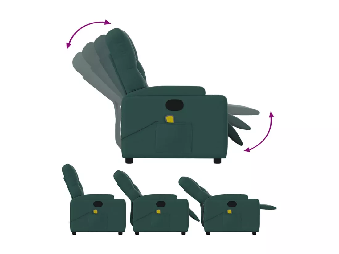Fauteuil de massage inclinable Vert foncé Tissu