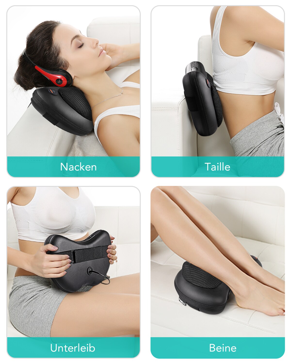 NAIPO Massagekissen Shiatsu Massagegeräte für Nacken Schulter Rücken 3D-rotieren