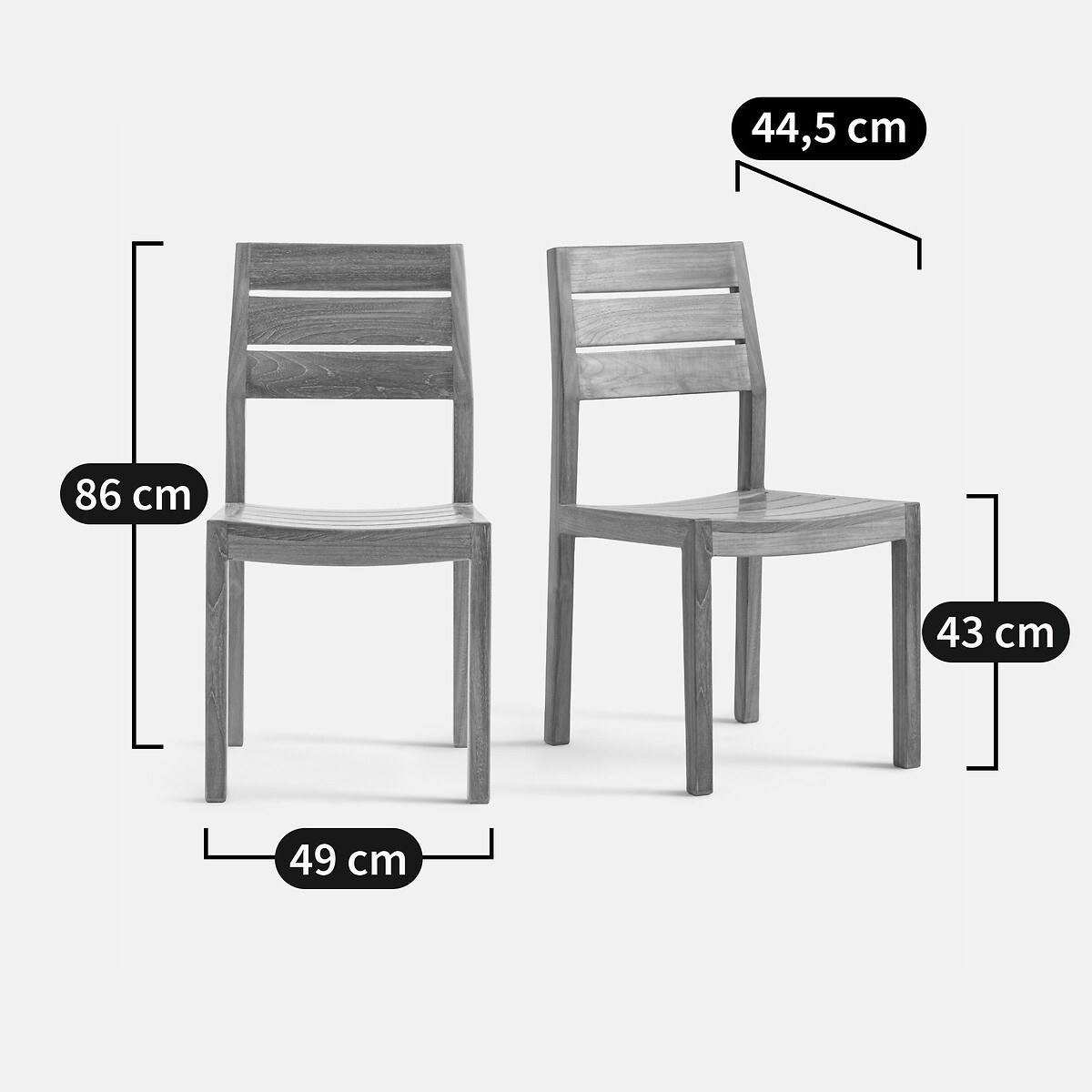LA REDOUTE INTERIEURS<br>Conjunto de 2 cadeiras de jardim em teca maciça Imu