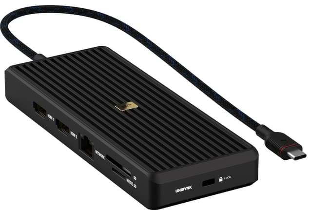 Unisynk 12 ports 8K 100W USB-C-hub (sort)