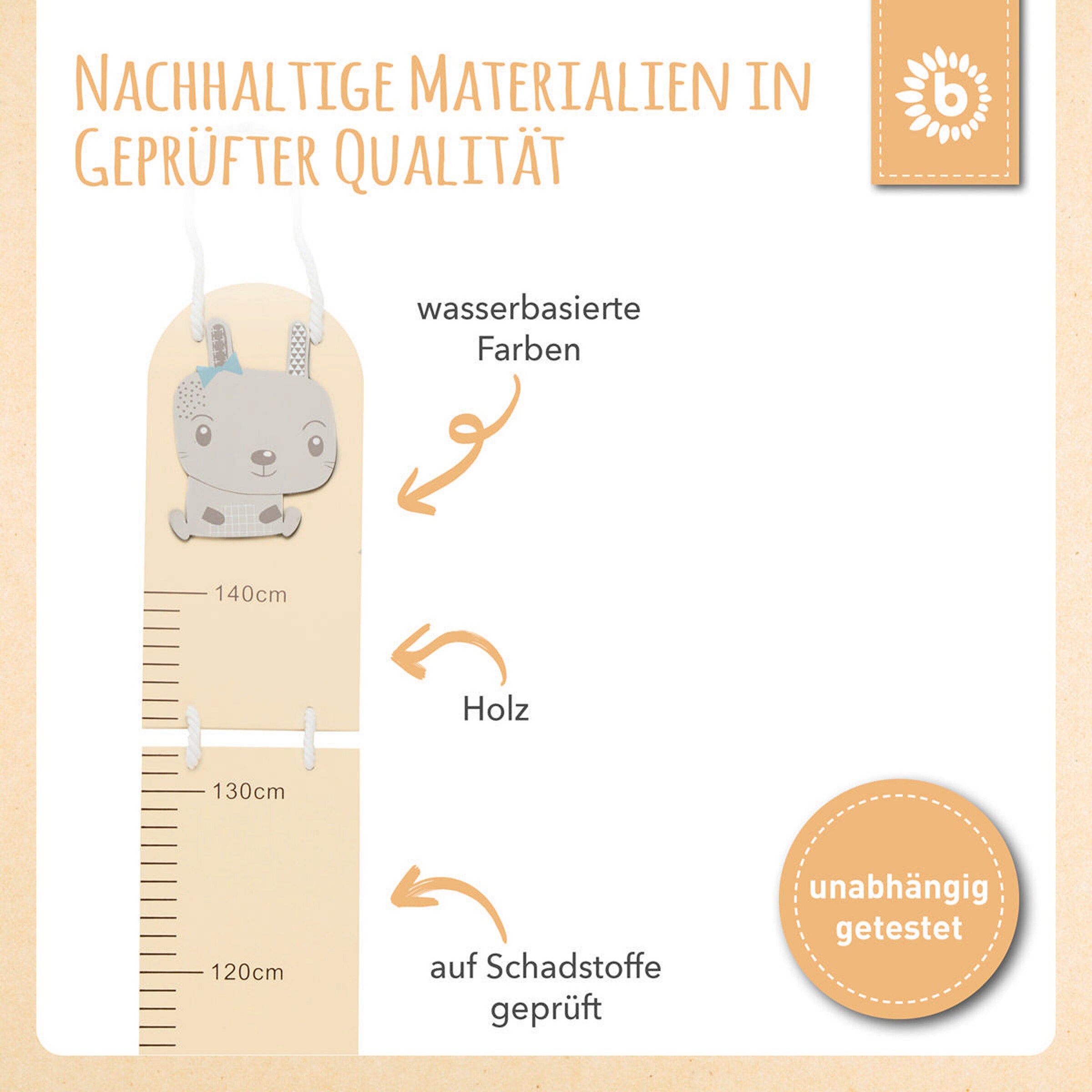 Bieco Holz Kindermesslatte Hase Beige