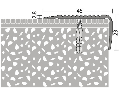 Aluminium traprandprofiel Sahara, geperforeerd, 45 x 23 x 2700 mm