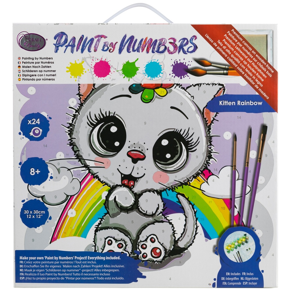 Craft Buddy Kätzchen Regenbogen Malen nach Zahlen Malset