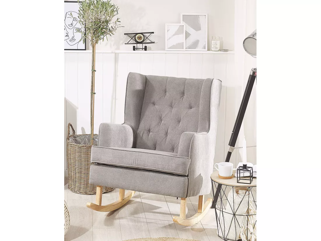Fauteuil à bascule TRONDHEIM Tissu Gris clair