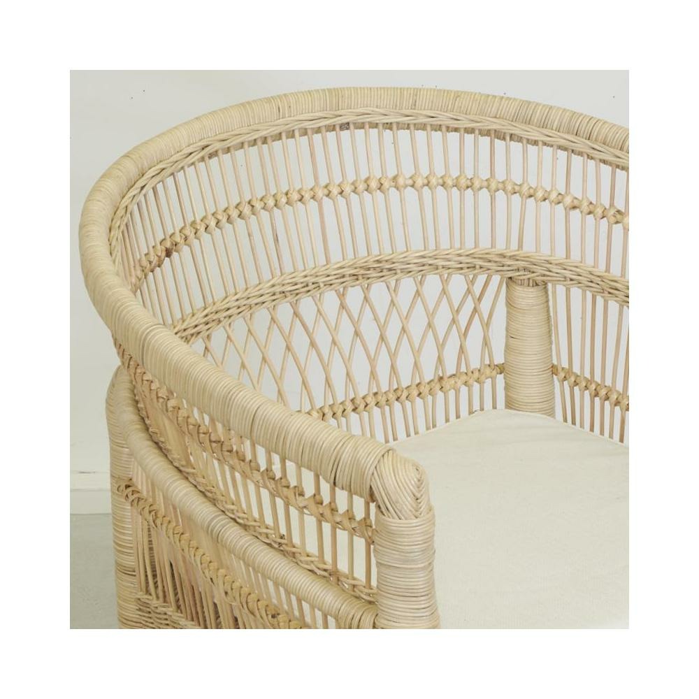 Fauteuil malawi en rotin naturel + coussin