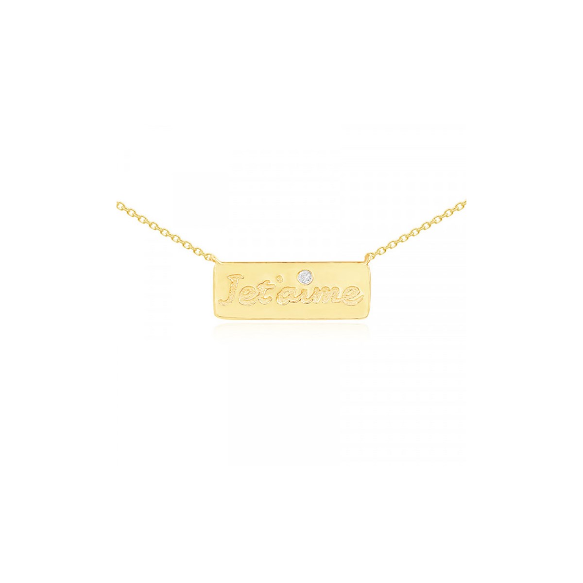Collier Brillaxis or diamants plaque je t'aime