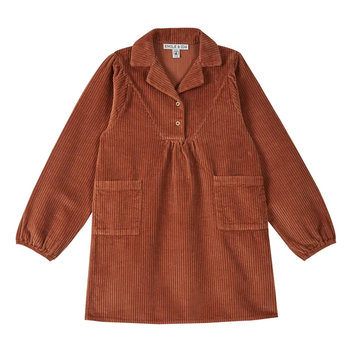 Emile et Ida Robe Velours Côtelé Poches | Caramel
