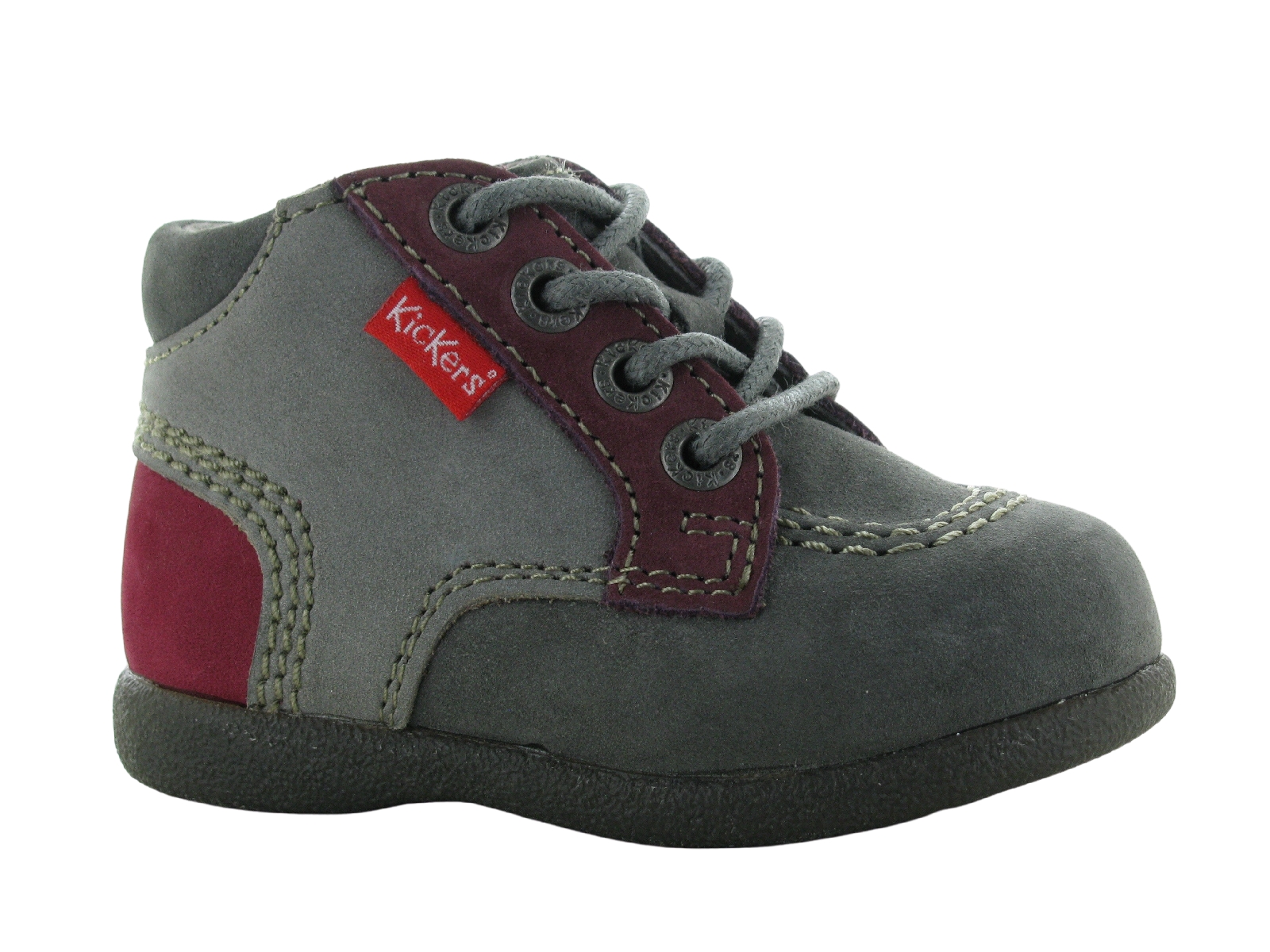 Kickers-BABYSTAN Nubuck Gris-Rose