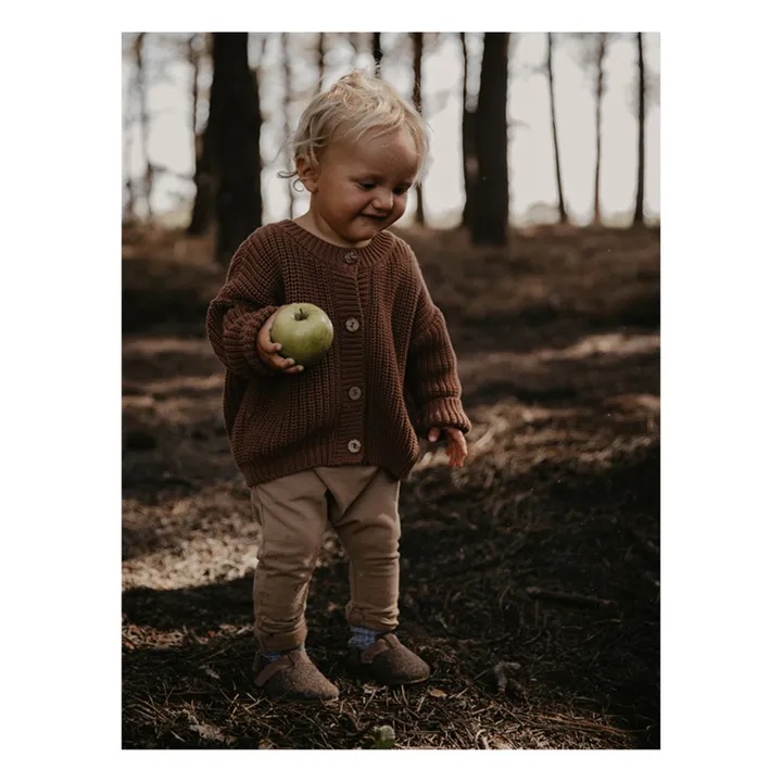 The Simple Folk Cardigan Coton Bio Maille | Brun roux