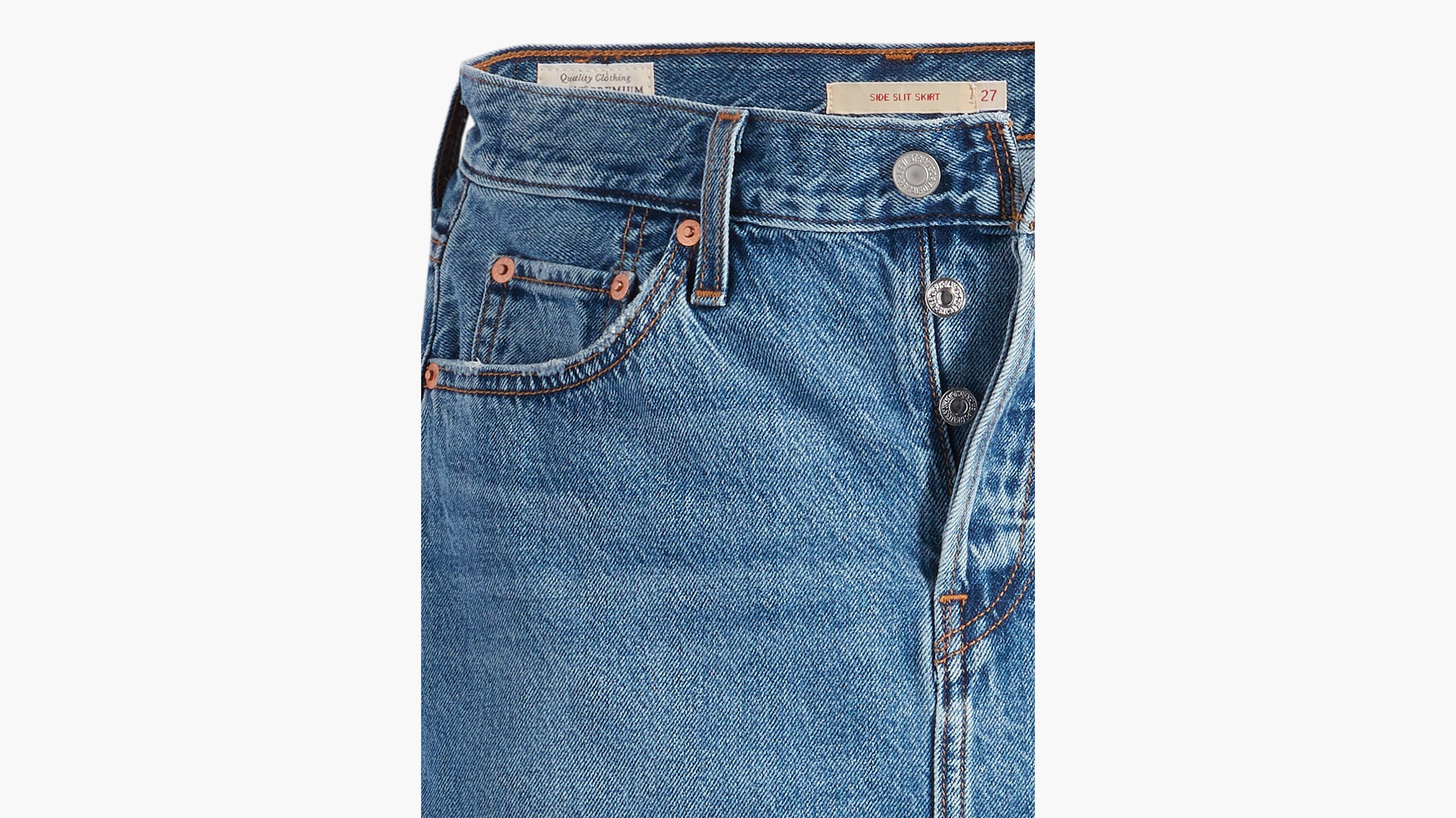 Jupe à fente latérale - Med Indigo Worn In - Bleu