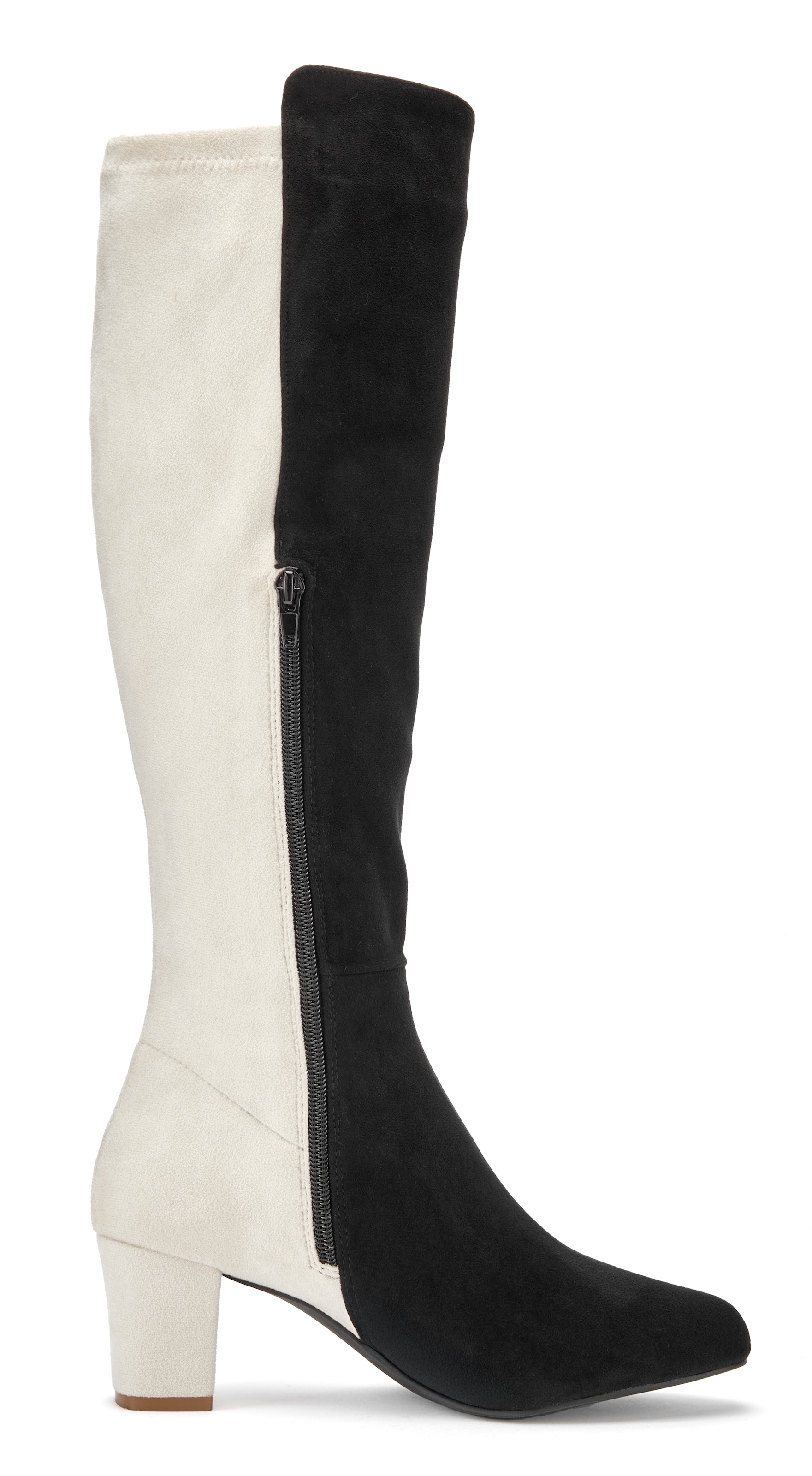 LASCANA Stiefel  Langer Stiefel, Stiefelette mit Blockabsatz in zweifarbiger Optik