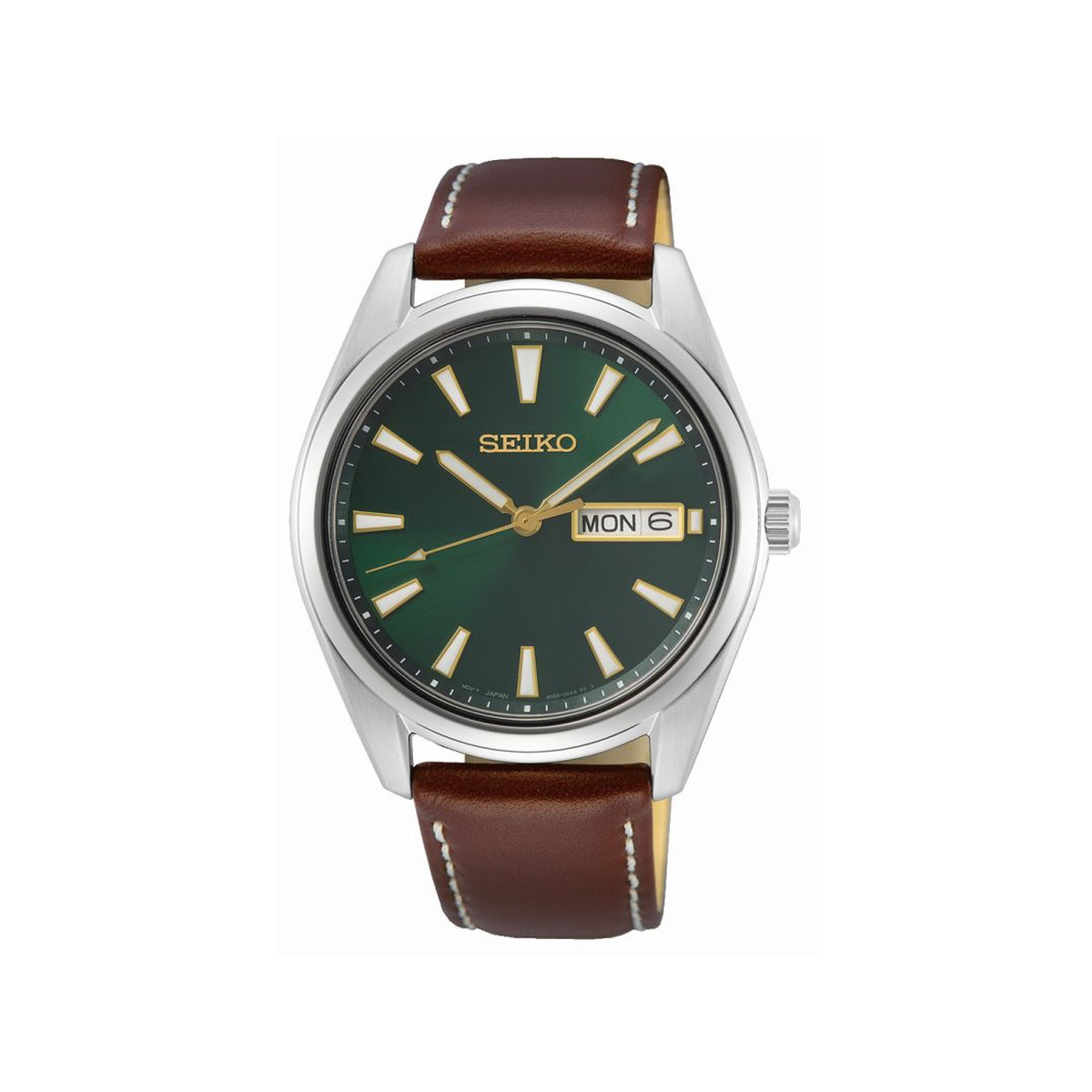 Montre SEIKO classique homme acier bracelet cuir marron